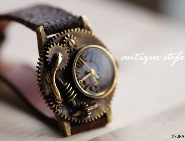 Metal art Pure handmade vintage brass type handcraft watch DEADLAND3  for steampunk   grunge art lover