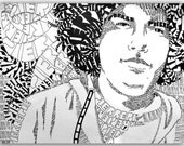Custom Portrait Drawing made of WORDS 11"X14"