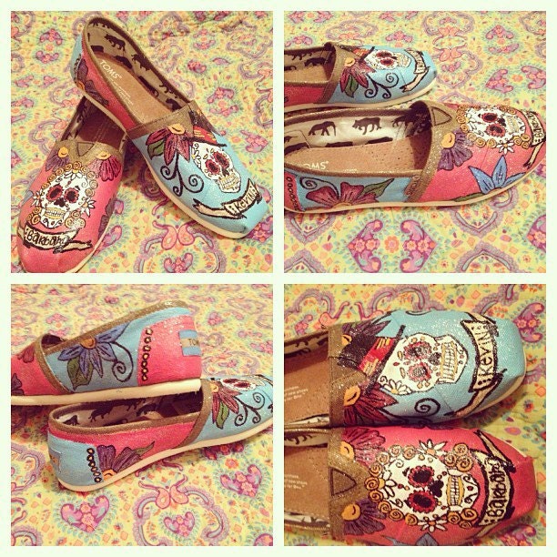 Skully Hand Painted TOMS Shoes