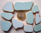 10 Light blue Sea pottery, sea pottery jewellery,sea glass pottery,sea glass beads, Unique pieces of the Mediterranean sea