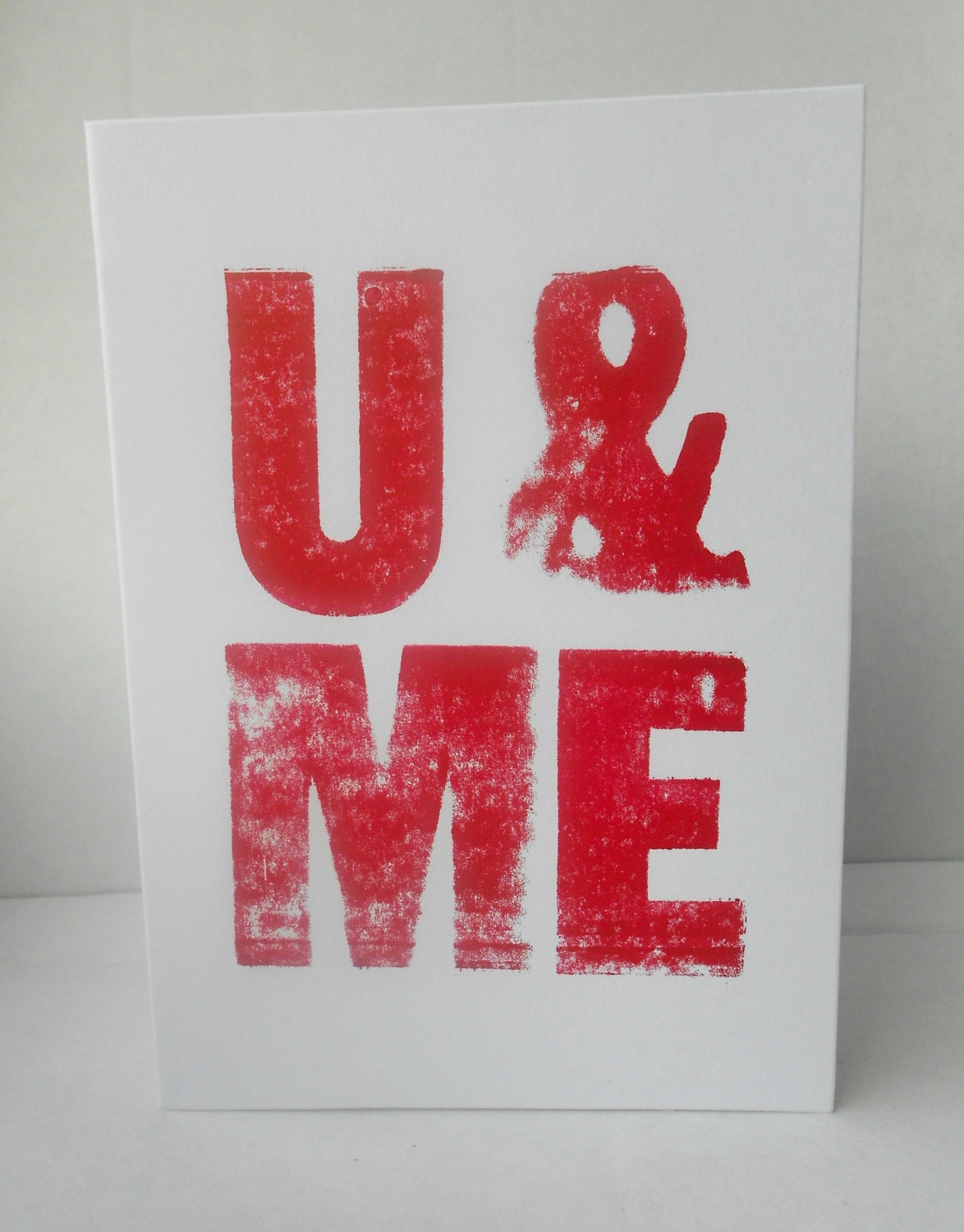 U & ME vintage wood type letterpress card