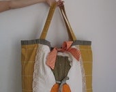 Mustard yellow olive green ivory orange carrots  tote reusable market groosery washable shoulder bag,handbag Summer  country kitchen decor