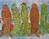 Magic Carpet Ride Cats  Original pastel print Original watercolor print Cat art 8 x 10 cat print archival print