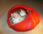 Cat house/ No 41 / Size S, M/Cat cave with FREE Cat Ball / Felted cat bed/Pets bed/ Handmade in USA/Wool basket