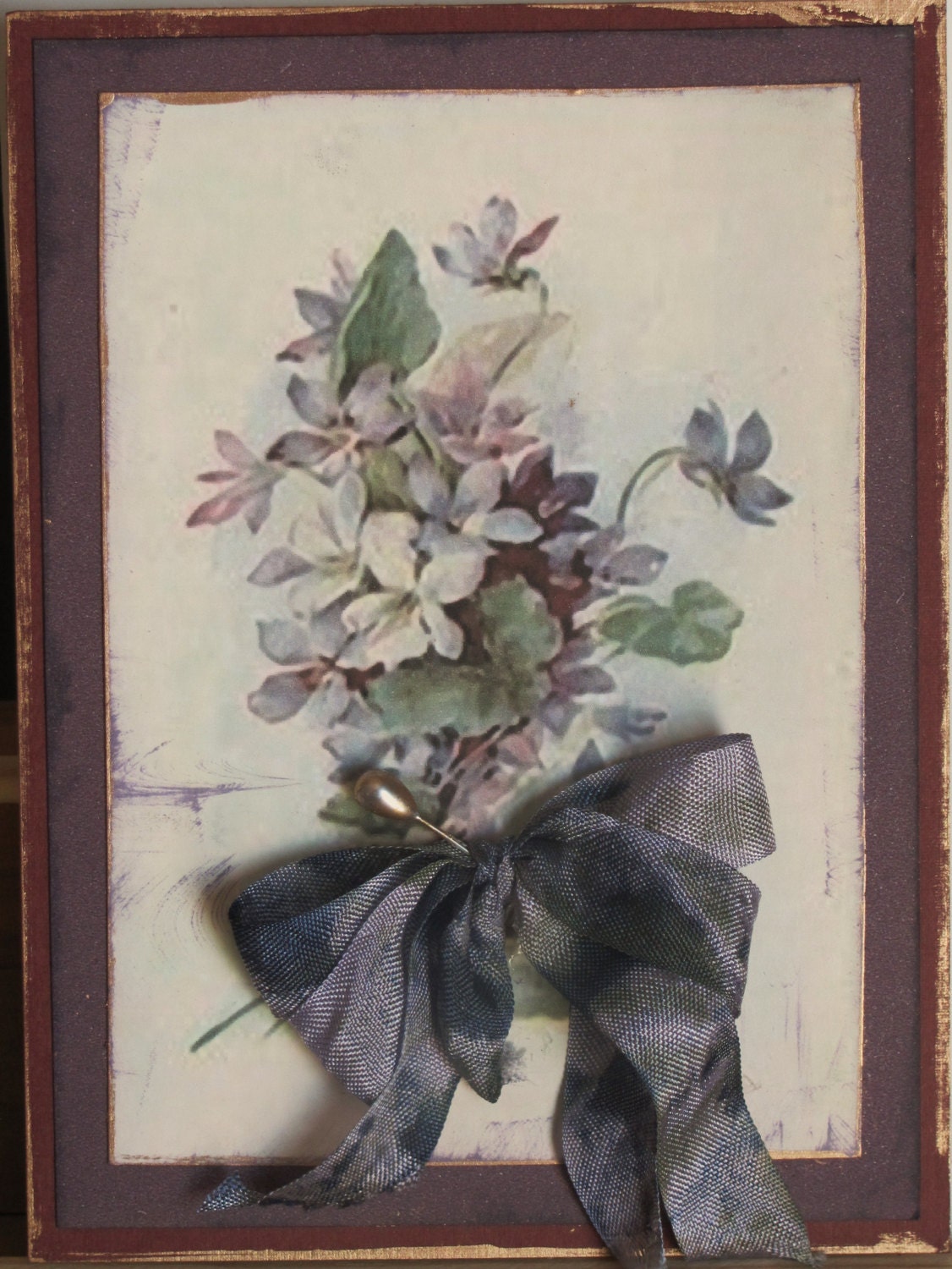 Plum Happiness vintage art print card handmade
