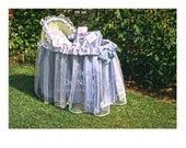 1940s Baby Basinet Vintage Photograph Baby Shower Garden Party, 1950s Baby Bed Furniture, Violet, Periwinkle Blue old photos snaps shots