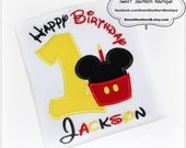 Mouse birthday shirt custom embroidered applique child girl boy baby onesie tshirt outfit monogram 1 2 3 4 5 6 7 8 9 first gift 1st