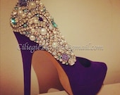 Swaroski Rhinestones Pearls Bridal, Proms, Sweet 16, Club, or just because Beautiful Pumps Heels Custom Shoes