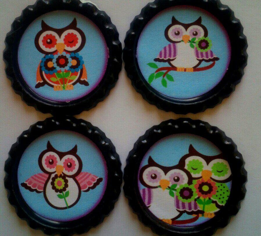 Owl Magnets cute owl magnets owl party favors Set of Four