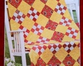 SUMMER SALSA 77x85 1/2" Double size quilt pattern made with nine patch blocks and squares for a checkerboard look begginer level -pp272