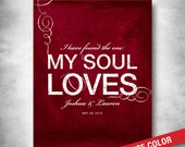 Personalized Wedding Art. CUSTOM COLOR. Subway Art. Anniversary. My Soul Loves Quote. Typography. Name Date. 16x20 Fine Art Print