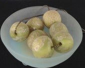 Apple Blossoms.Translucent Polymer Clay Necklace. Softest Pink. Palest Green.