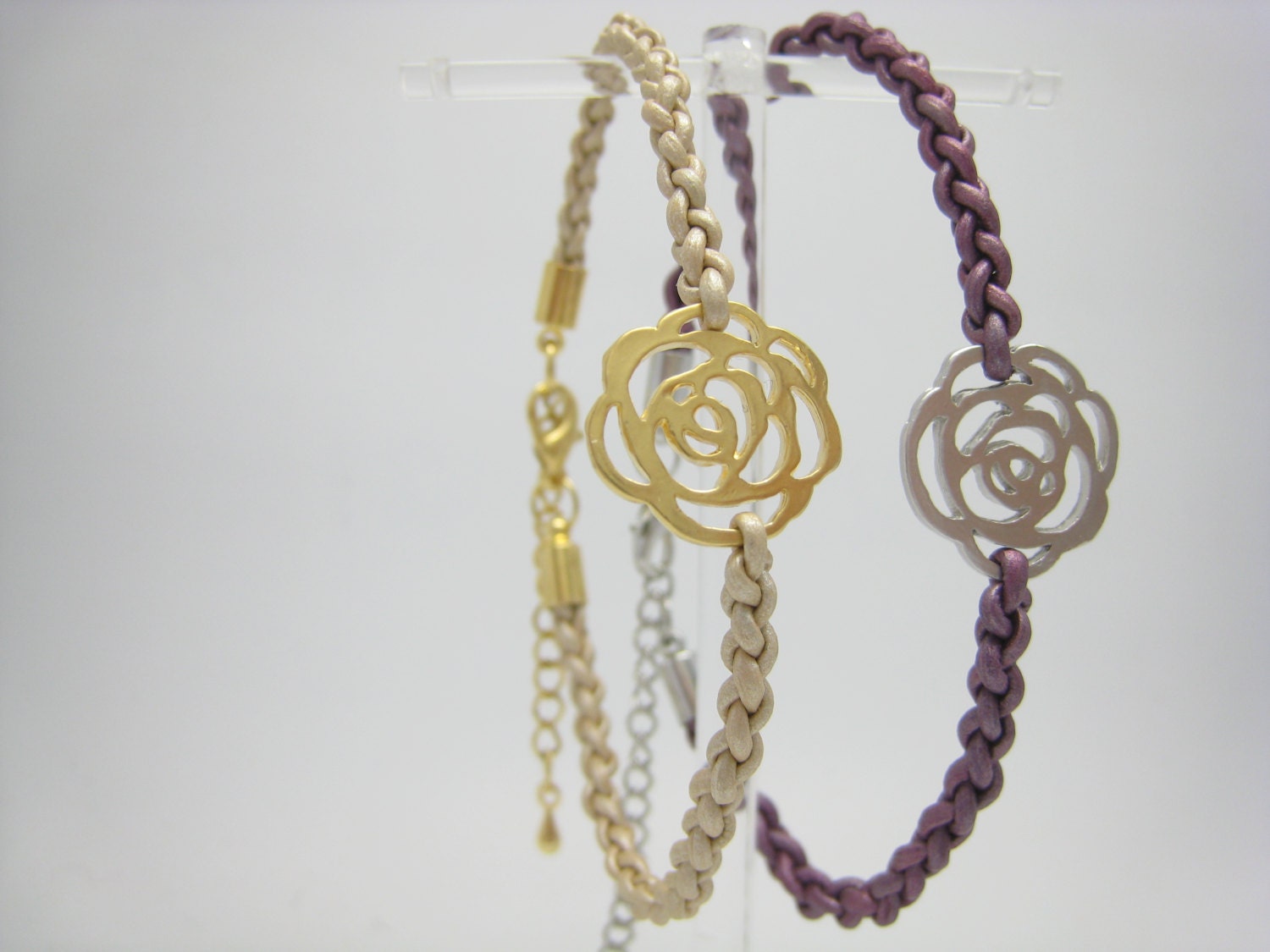Matte Metal Pendant Modern Leather Braided Bracelet