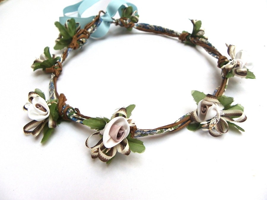 Flower girl, headpiece, head wreath, headband, wedding, marriage, romantic, floral fabric - brindepoesieshop
