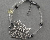 Butterfly - elegant, trendy handmade sterling silver chain bracelet with svarovsky cristal.