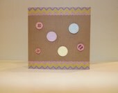 Handmade Greeting Card - Pink Purple Yellow Chevron Candy Striped - Love Hearts - Kraft - 100% Recycled - Blank - Mothers Day - Gift