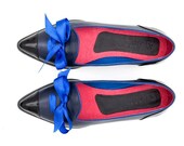Flat moccasin shoes, leather shoes, Sapphire Moccasin