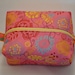 Pink Flower and Orange Birdcage Boxy Knitting Project Bag or Boxy Cosmetic Pouch