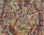 Punkin Voodoo:  handmade 7 color reduction woodcut print, limited edition of 8