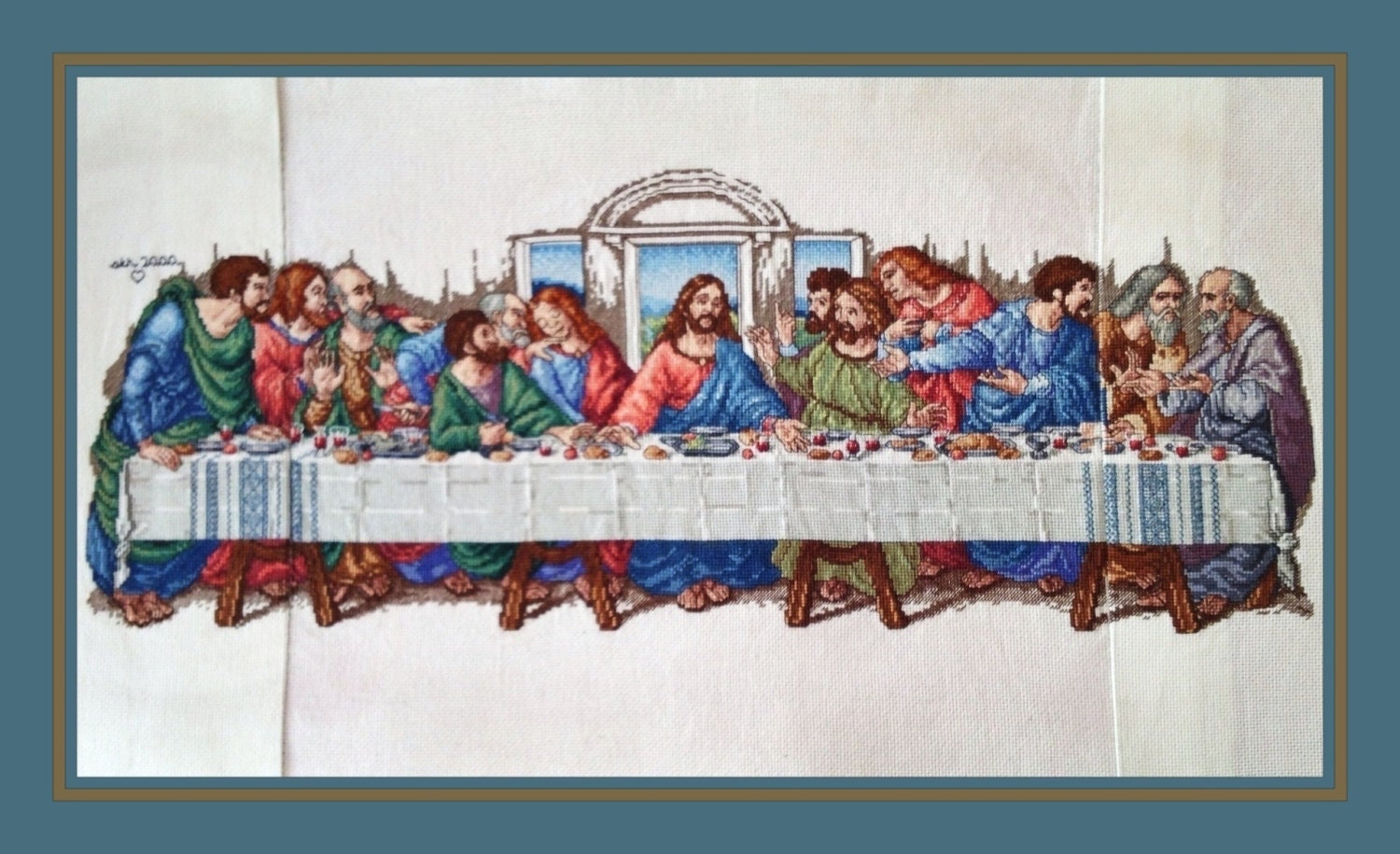 Price Reduced Completed Counted Cross Stitch The Last Supper