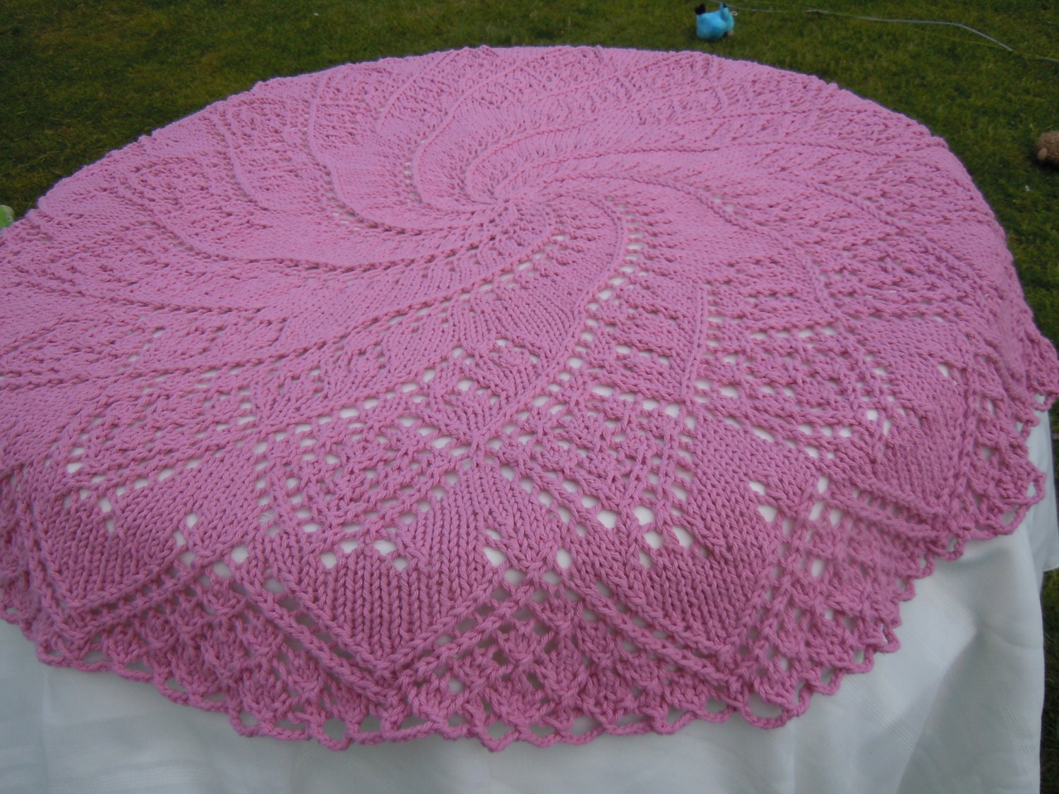 Handmade, Knitted, Rose Color, Round Table Cloth/Doily For Home Decor