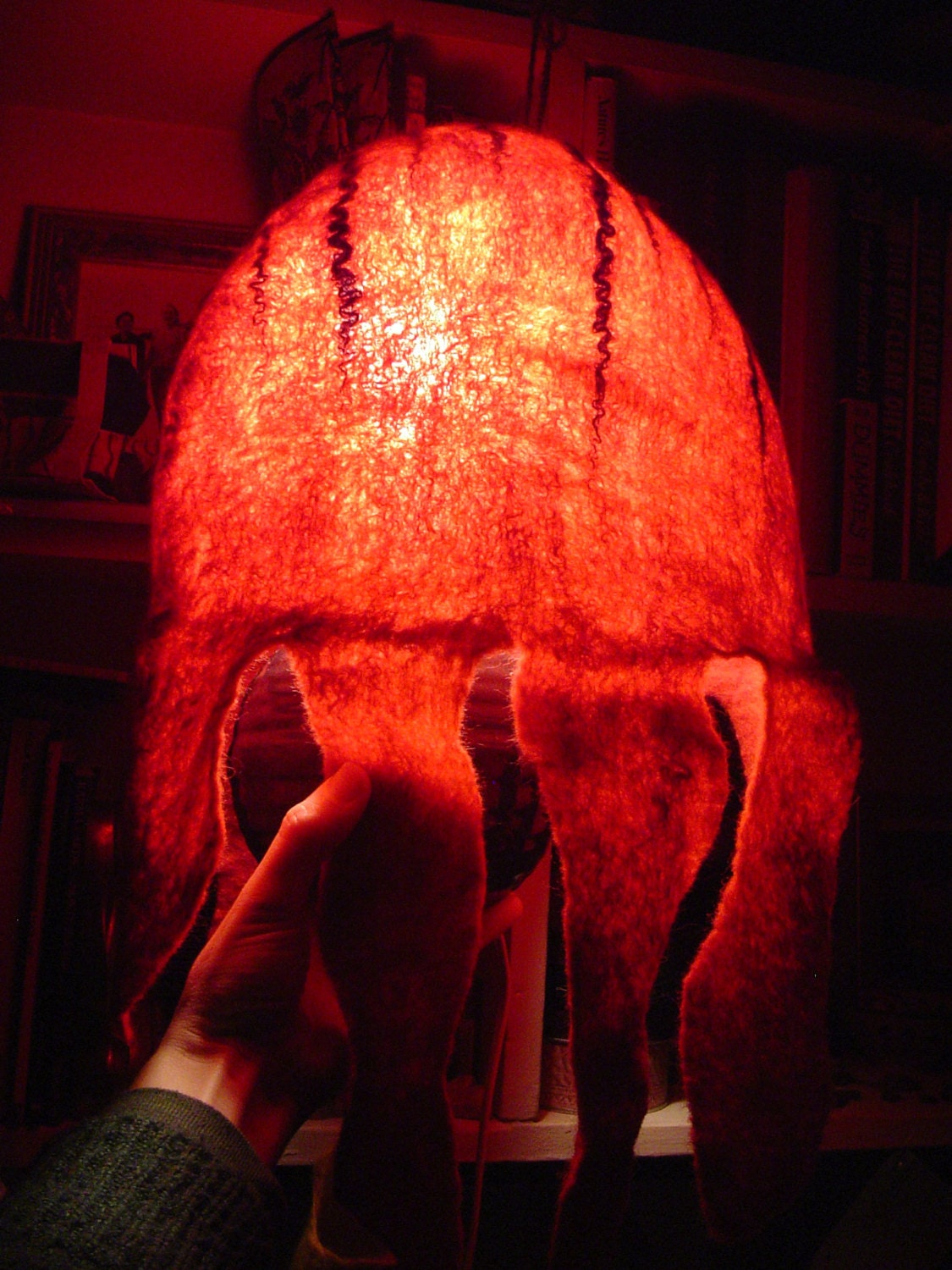 red jellyfish lamp