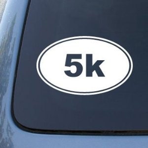 5K Marathon Runner Euro Oval 5" Vinyl Decal Widow Sticker for Car, Truck, Motorcycle, Laptop, Ipad, Window, Wall, ETC