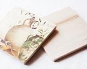 Wooden coasters "Olive Green", set of 2 - Handmade, olive, pastel color, gift ideas, home decor, natural wood, rustic, ecofriendly