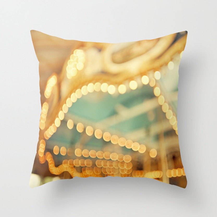 Carousel Pillow Cover Carnival Pillow Teal Home Decor Decorative Pillow - 16 x 16 Pillow