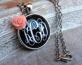 Custom Monogram Glass Rose Necklace-