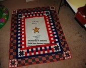 Gold Star Memory Quilt with Embroidery and Detail Quilting