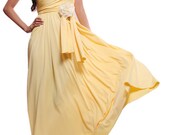 Convertible Full length Bridesmaid Wrap dress in pastel yellow S M L XL XXL Sunshine - lslandGirly