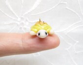 Petit Cute Lucky Turtle Charm Netsuke Fimo Polymer Clay  Kawaii Animal Chibi Kame Pet Gold Star One of a Kind One-off