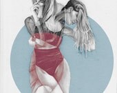 Drawing- double girl - fashion Illustration A4, superposition