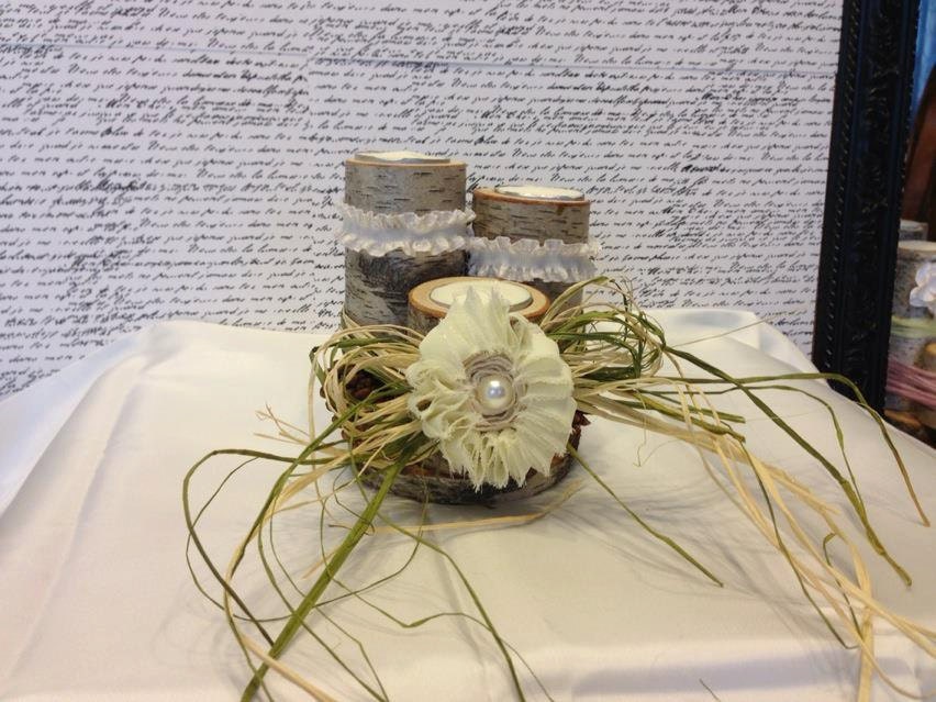 Wedding Shabby Chic Country French  Rustic Birch Candle Holder