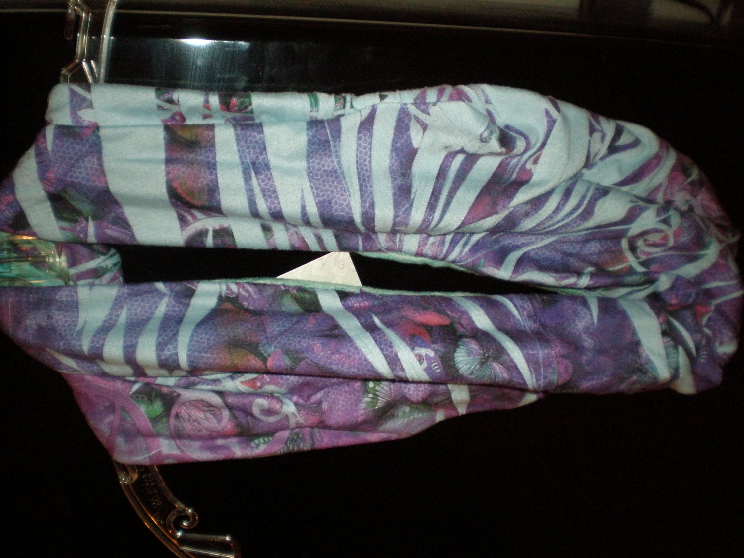 Infinity Scarf.  Jersey Knit Fabric, super light, several shades of purple and seafoam blue