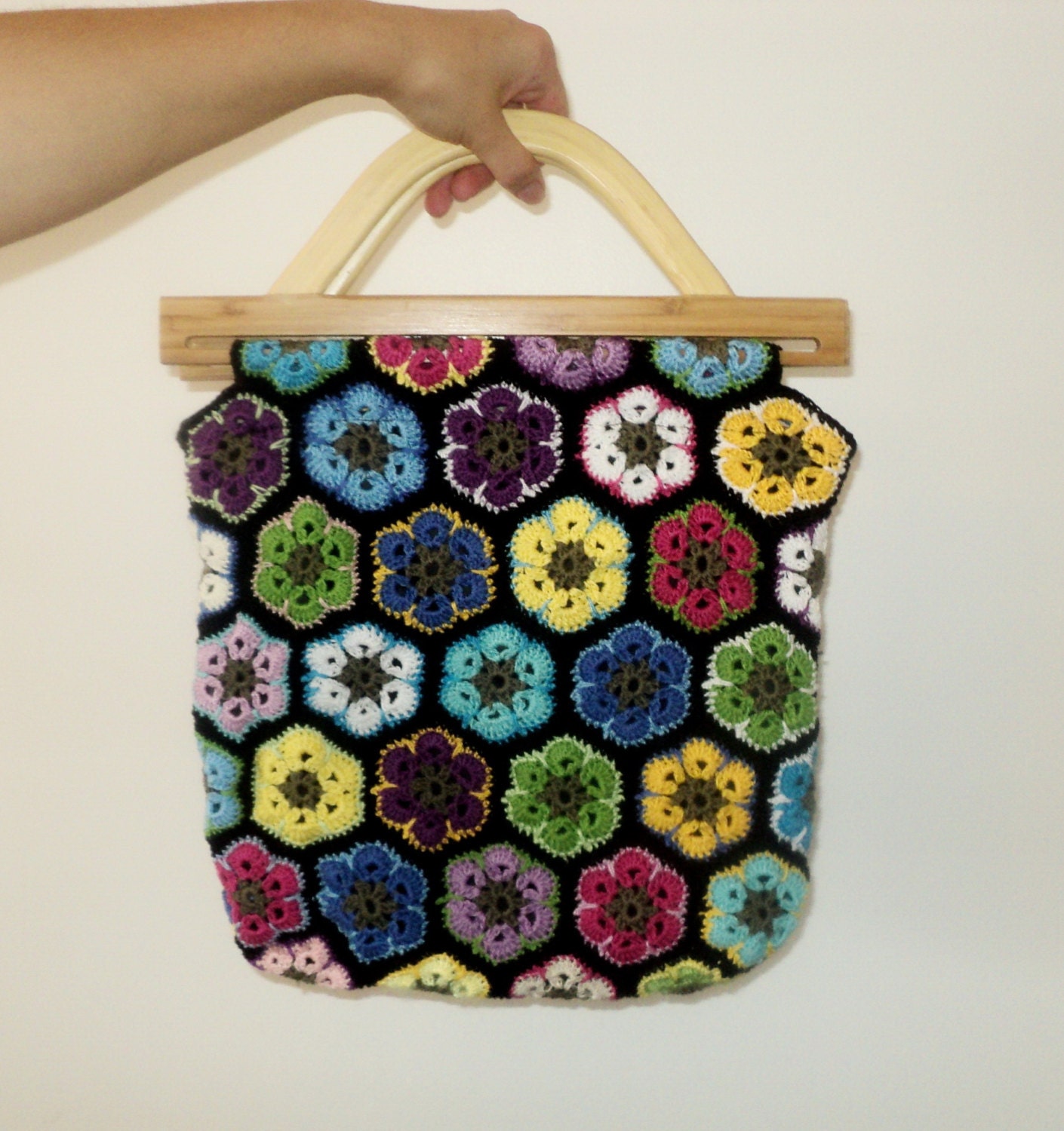 Made to order nice crochet bag. We can make this bag any size you want.