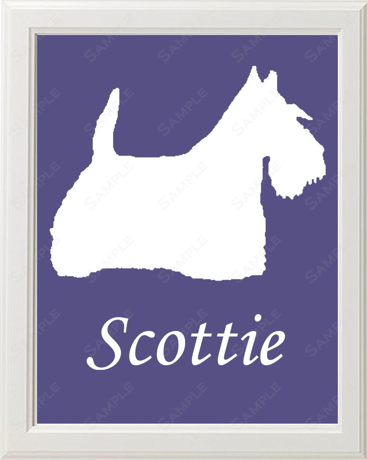 Personalized Scottish Terrier Scottie Dog Silhouette Art Print 8 X 10 Dog Print
