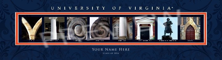 Personalized University of Virginia Framed Letter Art Print - Custom College Print - NCAA-CLA