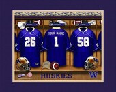 Personalized Washington State Huskies Football Locker Room Framed Print - NCAA Football - NCAA-LRP
