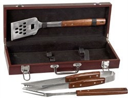Personalized 3 Piece Rosewood BBQ Gift Set Box  - Laser Engraved Gift - BBQ03