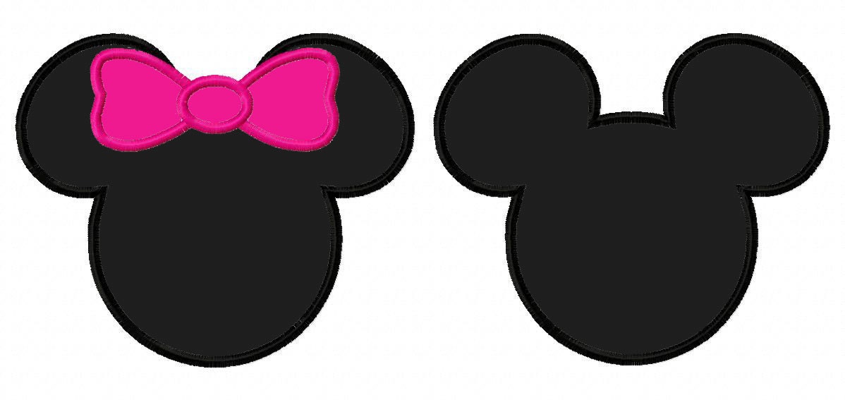 Boy AND Girl Mouse Head Seperate Set Basic Design Machine Applique Embroidery Design 4x4, 5x7 and 6x10 Instant Download