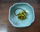 Blue Turquoise Ceramic Japanese Vintage Soup Bowl, Lovely Terracotta Handmade Pottery Soup Bowl in the Peony Shape.