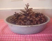 Vintage Grey Mottled Enamelware Bowl Chippy Rustic Farmhouse Primitive Storage Display Home decor