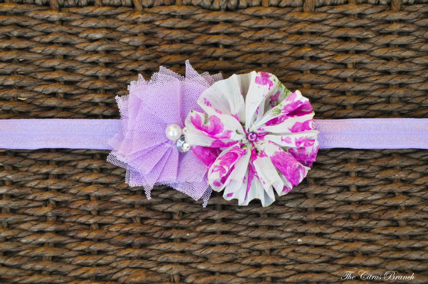 Lavender and Pink Ballerina and Tulle Flower Headband- Baby- Toddler- Photo Prop