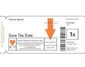 Custom Printable Retro Modern Save The Date Destination Wedding Flight Ticket