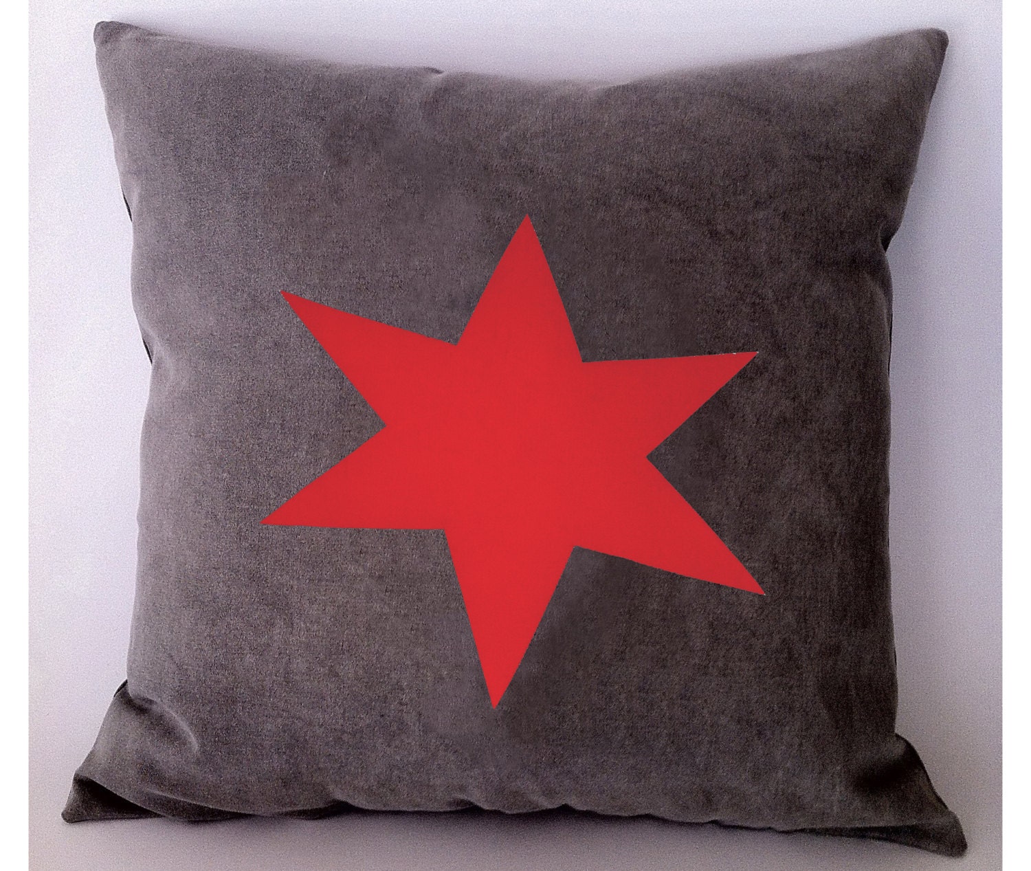 Red star cushion,pillow cover on dark gray brushed stone wash cotton fabric, cover Home Decor Throw pillow Decorative pillow