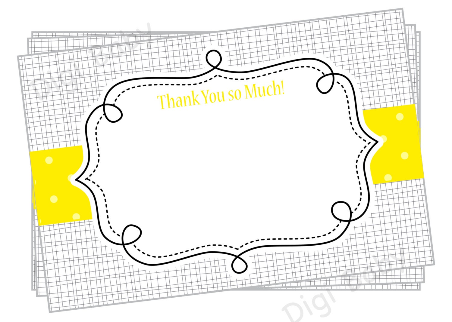 Printable Thank You Note Card custom color gray and yellow, blue, orange, pink, teal & more - great handmade DIY gift