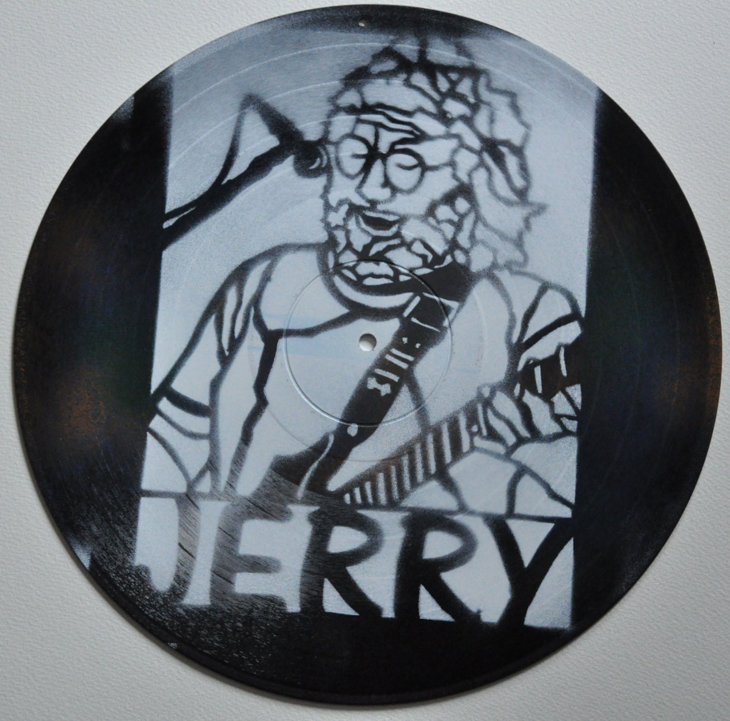 Jerry Garcia Greatful Dead  vinyl LP record stencil hanging mobile art