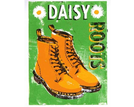 Daisy Roots Hand printed Linocut